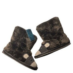 NIB Emu Australia Dark Brown Australian Wool Winter Bear Boots for Kids
